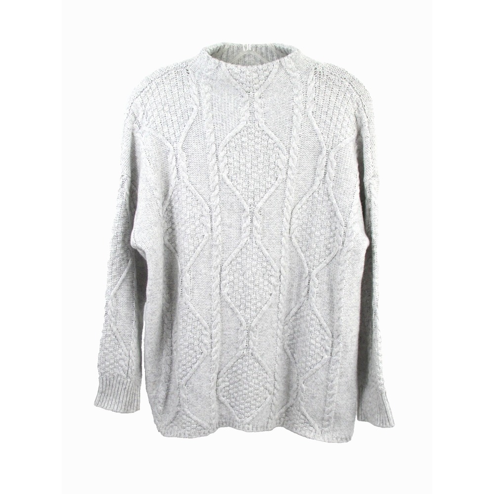ST. JOHN'S BAY Chunky Cable Knit Fisherman Sweater Women XL Ivory Outdoors VTG